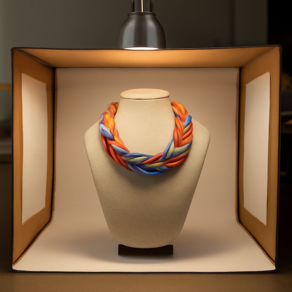 DIY photography light box with matched LED bulbs and a white background